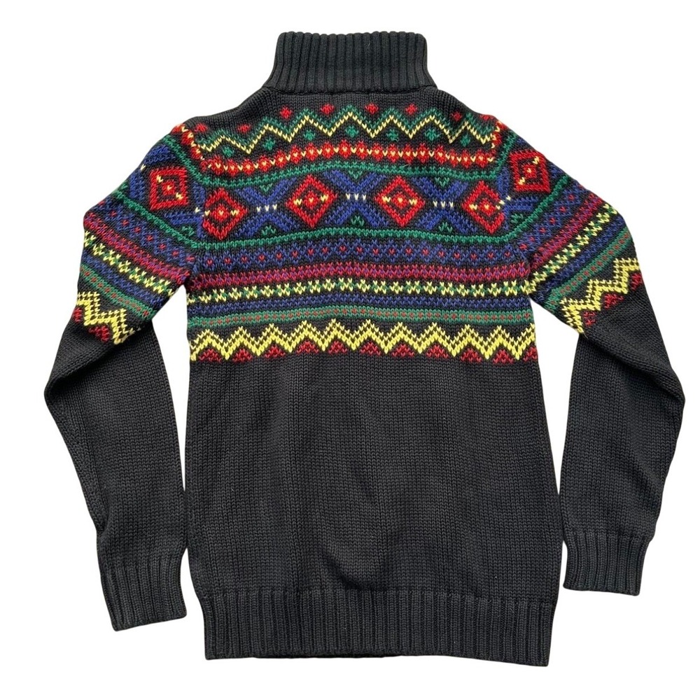 Polo Ralph Lauren Fair Isle Quarter Zip Sweater Sz L 14-16 Kids Women Small - Picture 3 of 5